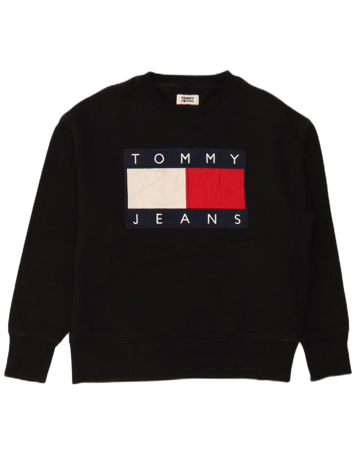 TOMMY HILFIGER Grafisk sweatshirt til mænd, stor sort bomuld