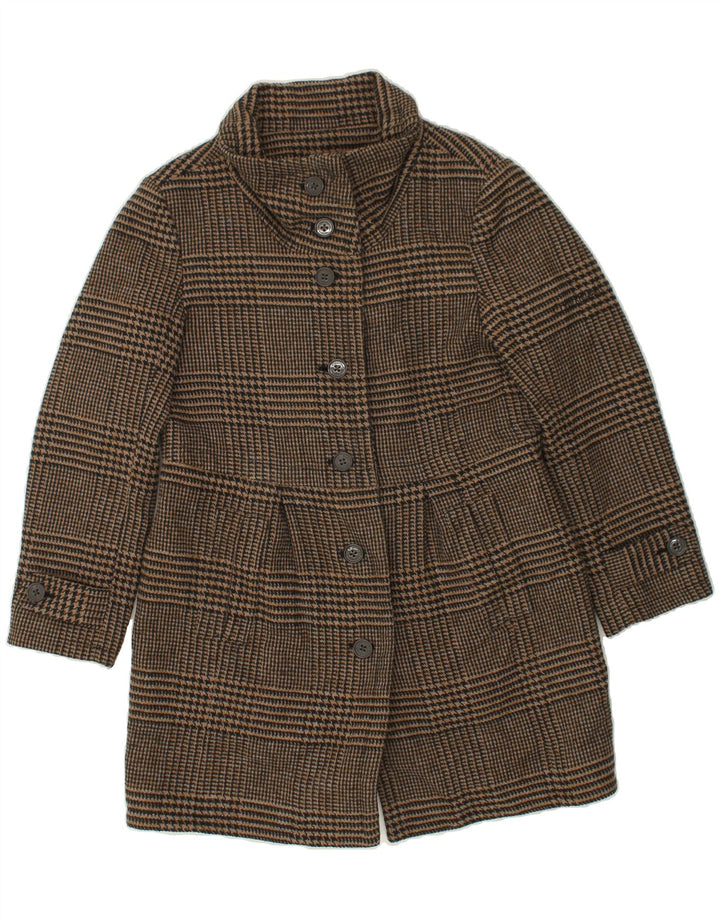 CALVIN KLEIN Womens Overcoat UK 18 XL Brown Houndstooth Polyester Vintage Calvin Klein and Second-Hand Calvin Klein from Messina Hembry 