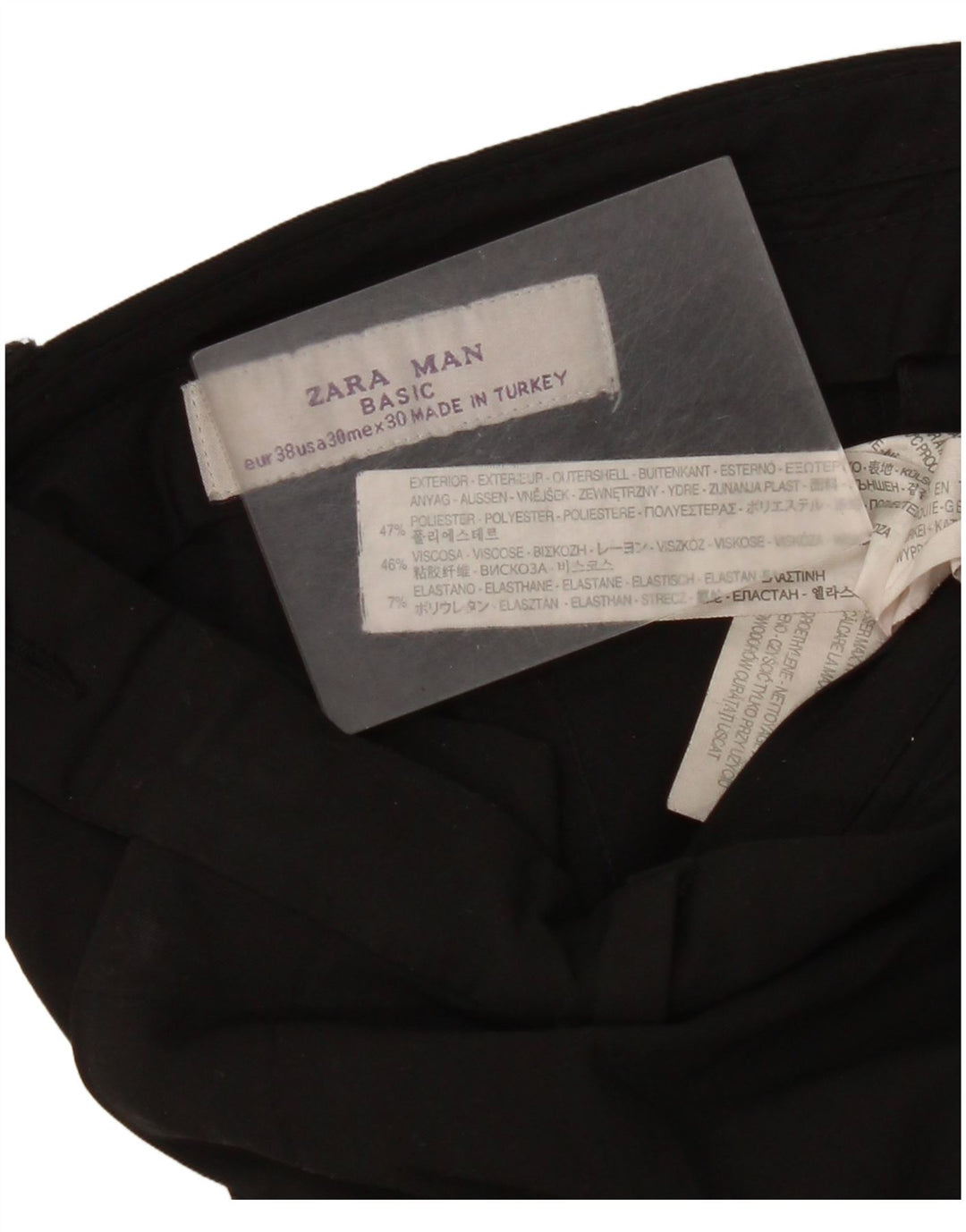 Zara Straight Suit Bukser til mænd EU 38 Small W30 L35 Sort Polyester