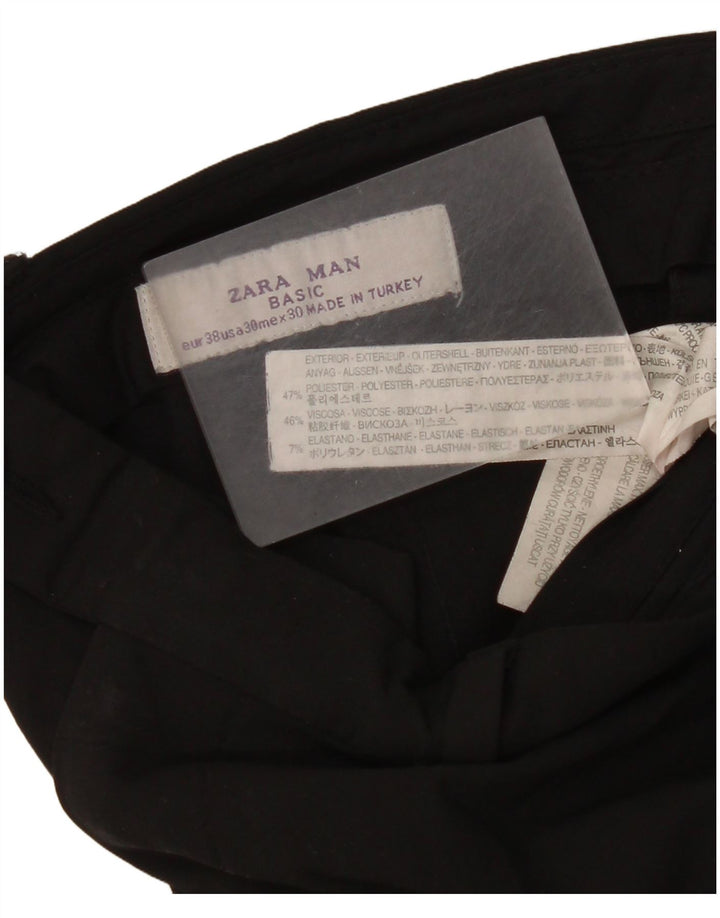 Zara Straight Suit Bukser til mænd EU 38 Small W30 L35 Sort Polyester