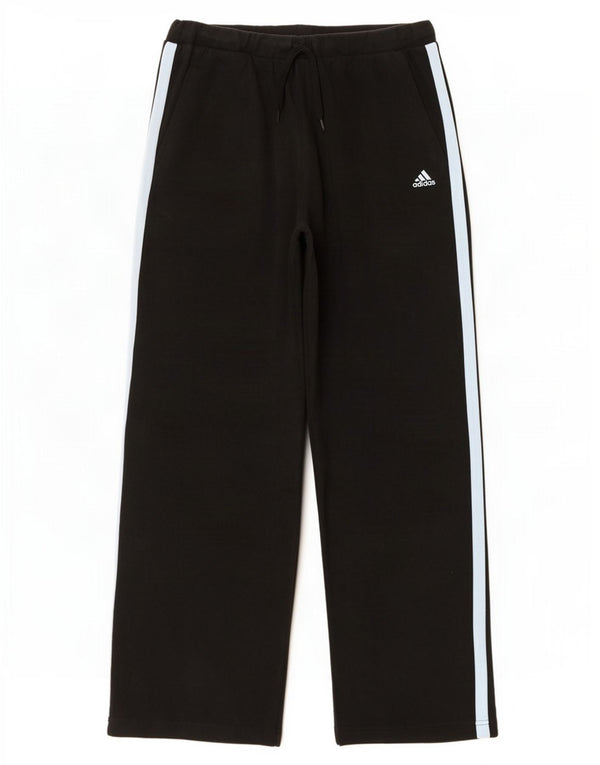 Adidas Womens Wide Leg Tracksuit Trousers UK 14 Large Black Colourblock