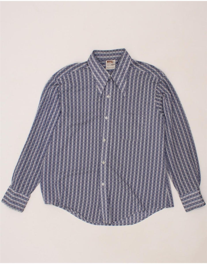 MONTGOMERY Mens Shirt XL Blue Striped Polyester Vintage MONTGOMERY and Second-Hand MONTGOMERY from Messina Hembry 