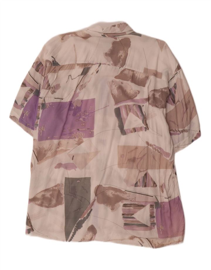 VINTAGE skjorte med abstrakt mønster til mænd, størrelse 43/44 XL Flerfarvet