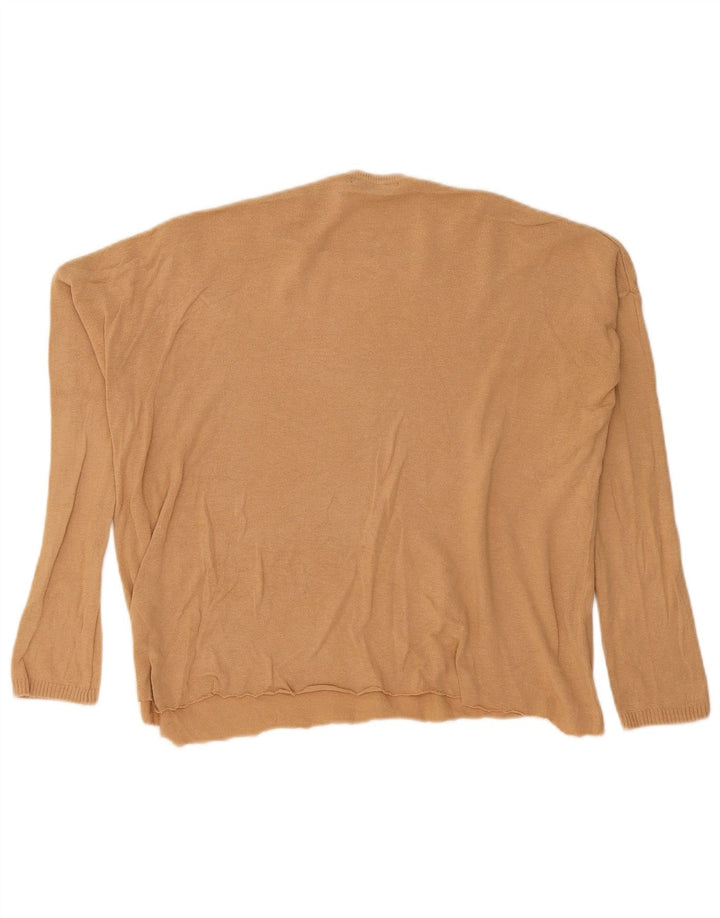 Zara Dame Oversized Crew Neck Jumper Sweater UK 14 Medium Beige