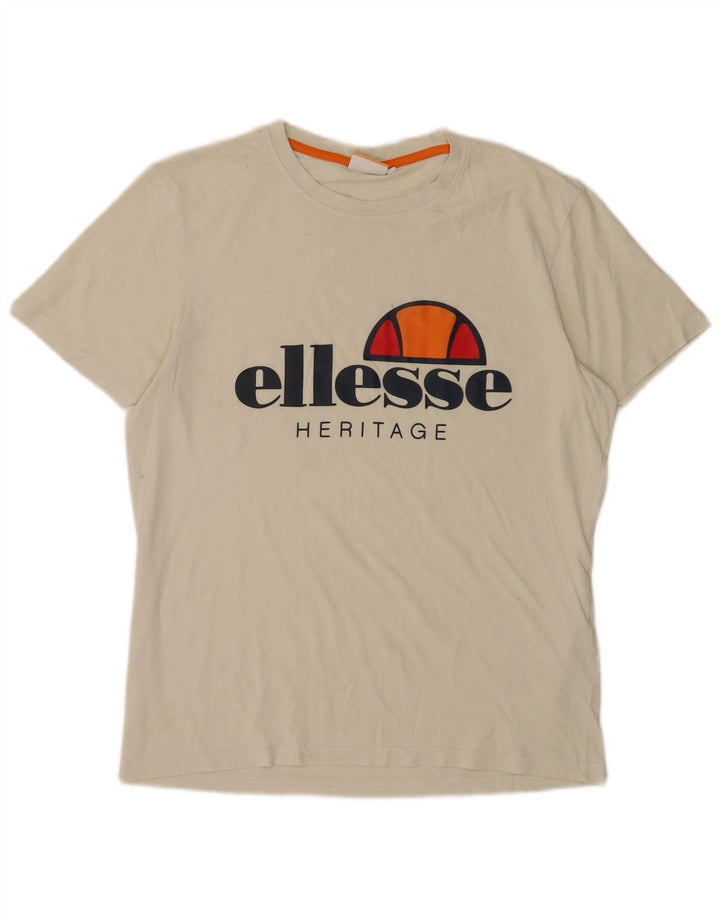 Ellesse Heritage Grafisk T-Shirt Top Stor Hvid Bomuld