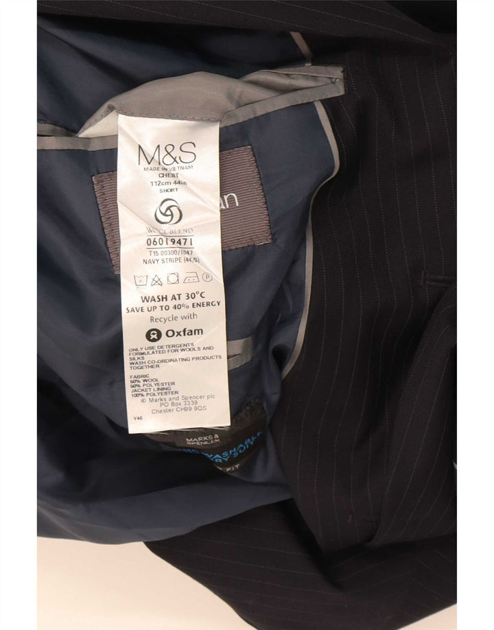Marks & Spencer Herre Short Blazer Jacket UK 44 XL Navy Blue Pinstripe