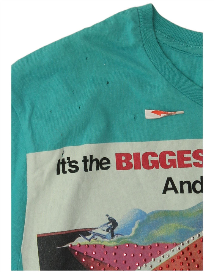 Zara Herre Grafisk T-Shirt Top Lille Blå Bomuld