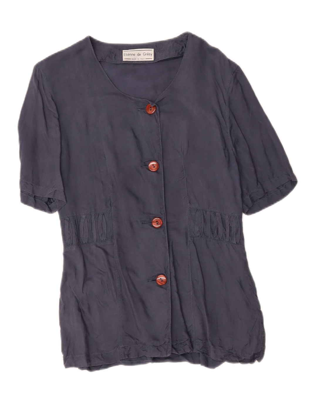 Vintage dame kortærmet 4-knaps blazerjakke UK 14 Medium Navy Blue
