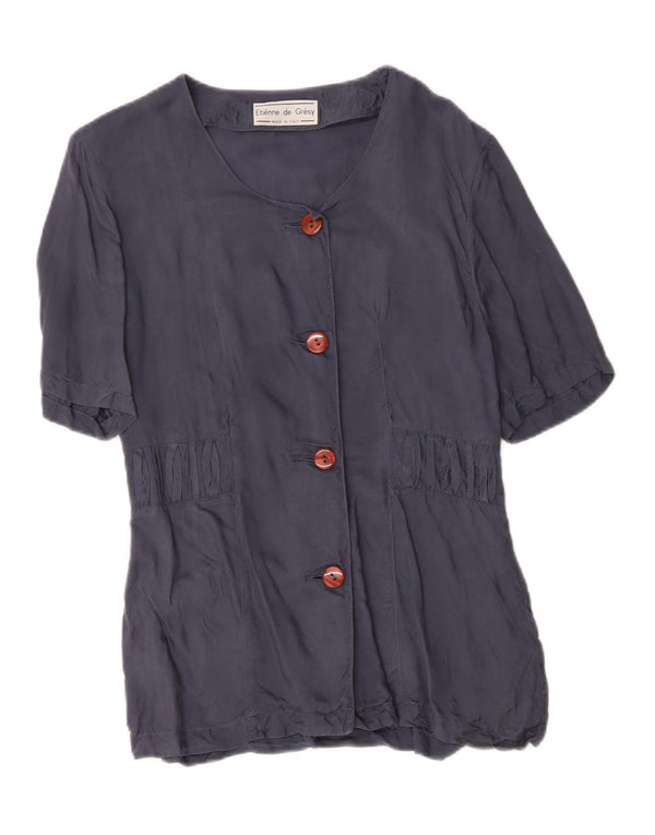 Vintage dame kortærmet 4-knaps blazerjakke UK 14 Medium Navy Blue