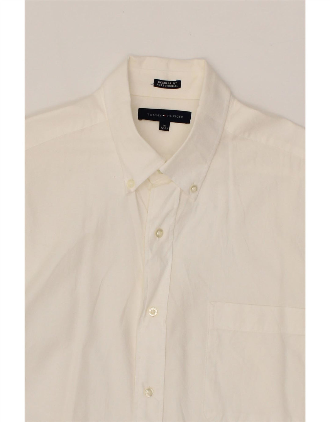 TOMMY HILFIGER Mens Regular Fit Shirt Size 16 Large Off White Cotton Vintage Tommy Hilfiger and Second-Hand Tommy Hilfiger from Messina Hembry 