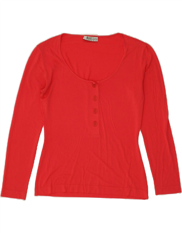 MARELLA Womens Top Long Sleeve UK 12 Medium Red Vintage Marella and Second-Hand Marella from Messina Hembry 