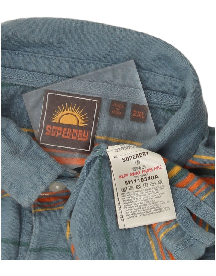 Superdry herre poloshirt 2XL blå stribet bomuld