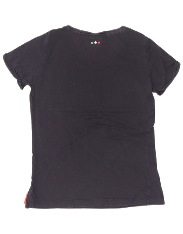 Champion Womens Italia Grafisk T-Shirt Top UK 12 Medium Navy Blue
