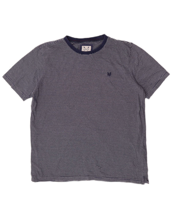 Crew Clothing Herre T-Shirt Top XL Blå Stribet Bomuld