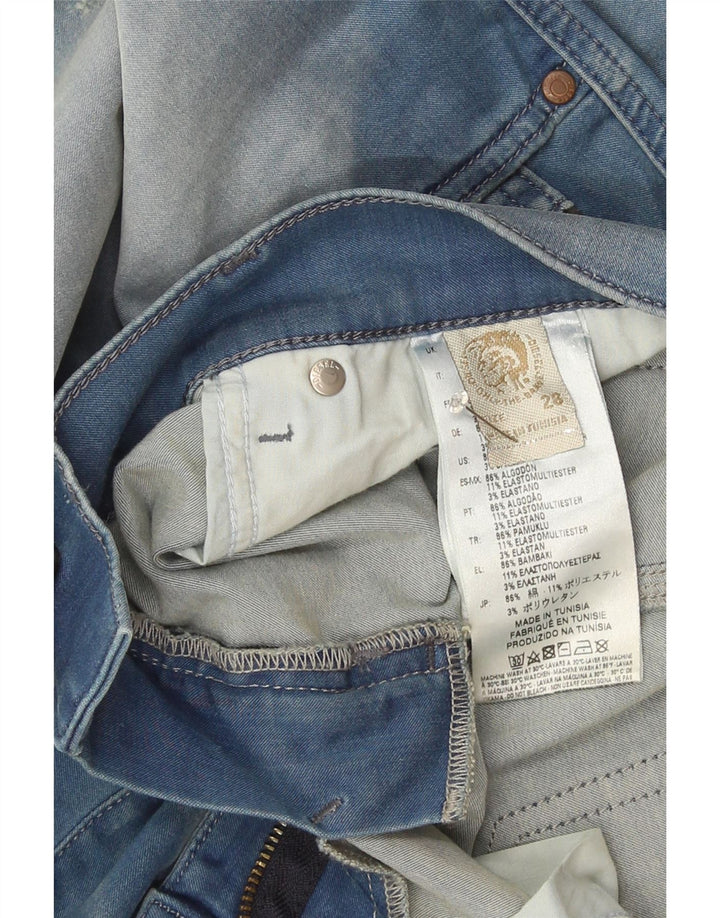 Diesel Dame Grupee Distressed Slim Jeans W28 L32 Blå Bomuld