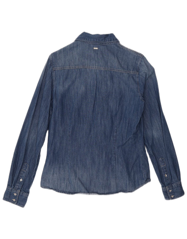 Guess Dame Denim Shirt UK 10 Small Blue Cotton