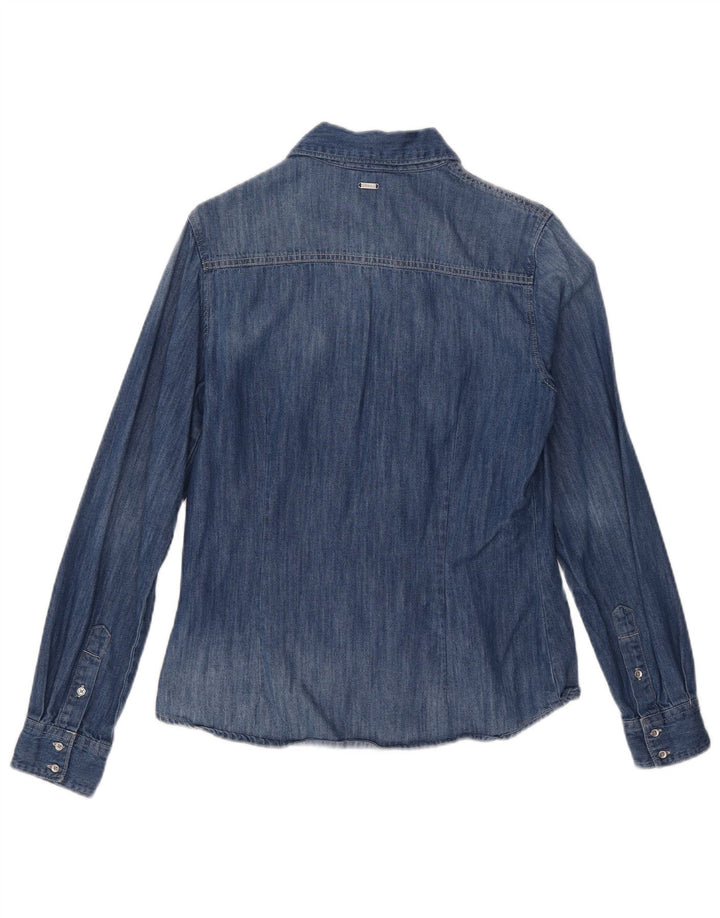 Guess Dame Denim Shirt UK 10 Small Blue Cotton