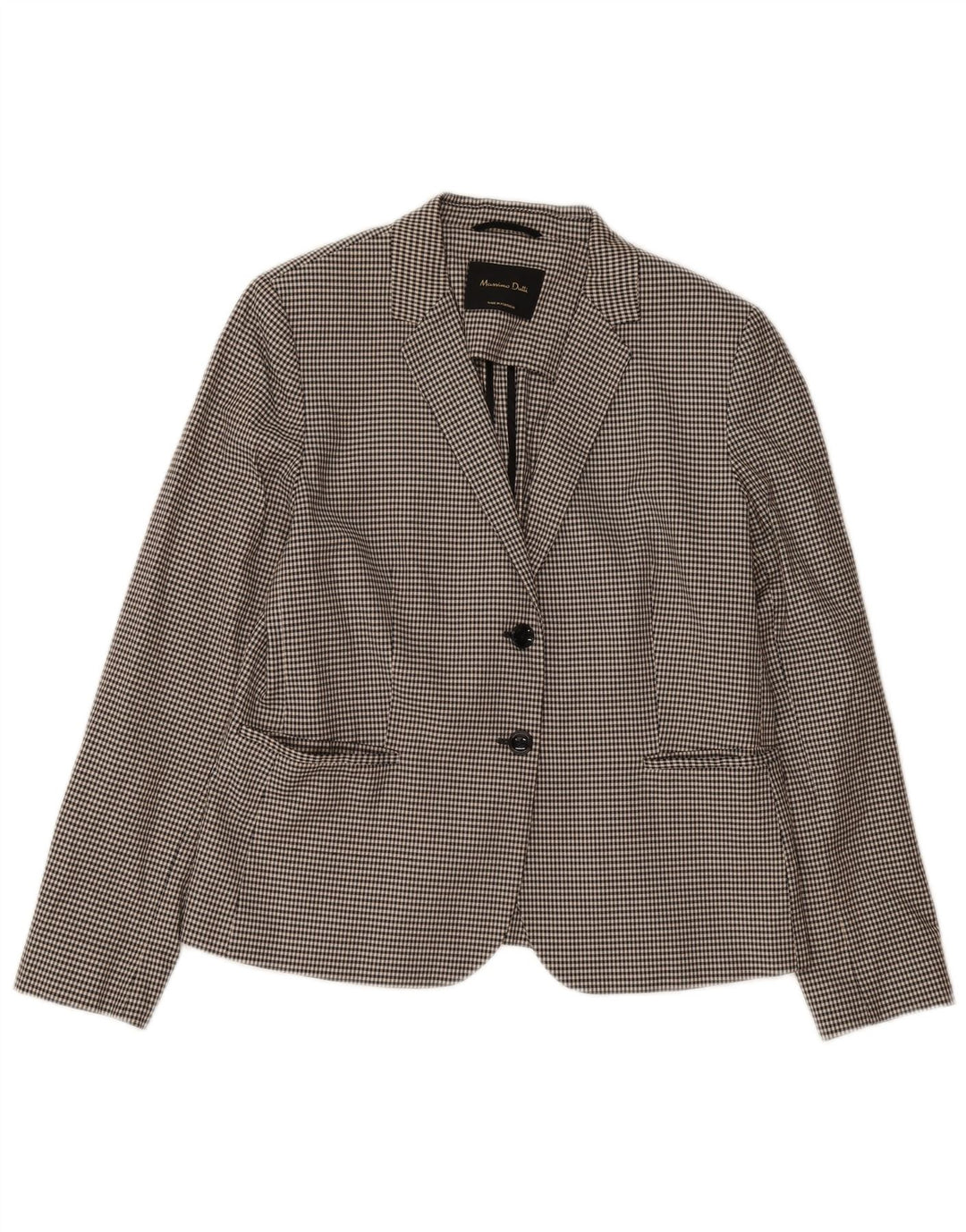 Massimo Dutti Dame 2-knaps blazerjakke EU 44 XL Sort Houndstooth