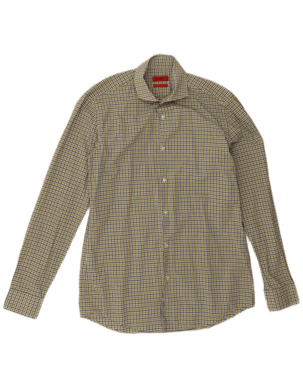 Hugo Boss Herre Slim Fit skjorte størrelse 15 1/2 Medium Green Gingham Cotton