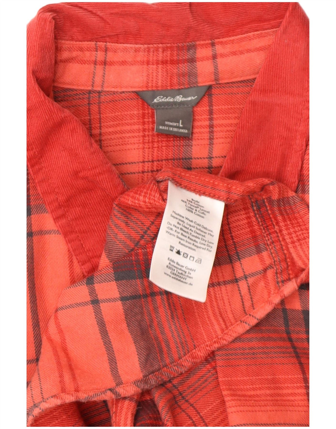 EDDIE BAUER Flanellskjorte til kvinder UK 16 Stor rød ternet bomuld