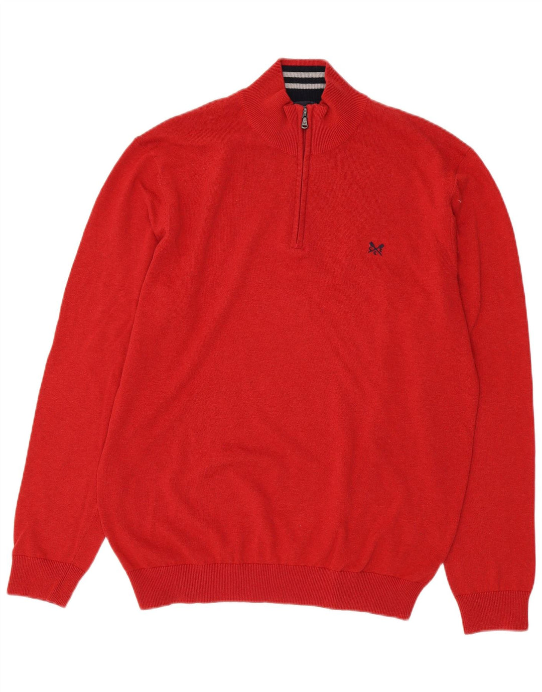 CREW TØJ Herre Zip Neck Jumper Sweater 2XL Rød Bomuld