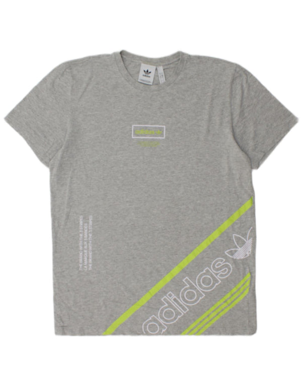 Adidas Grafisk T-shirt top til mænd, stor grå flækket bomuld