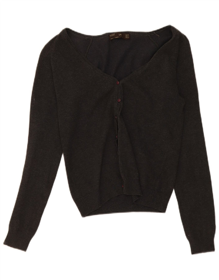 Zara Womens Crop Cardigan Sweater UK 10 Small Grey