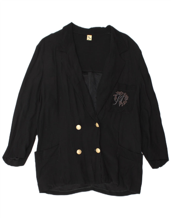 Vintage dobbeltradet blazerjakke til kvinder IT 44 Medium Black Acetate