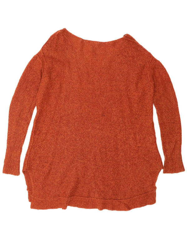 Free People Dame Loose Fit V-hals Jumper Sweater UK 10 Small Orange