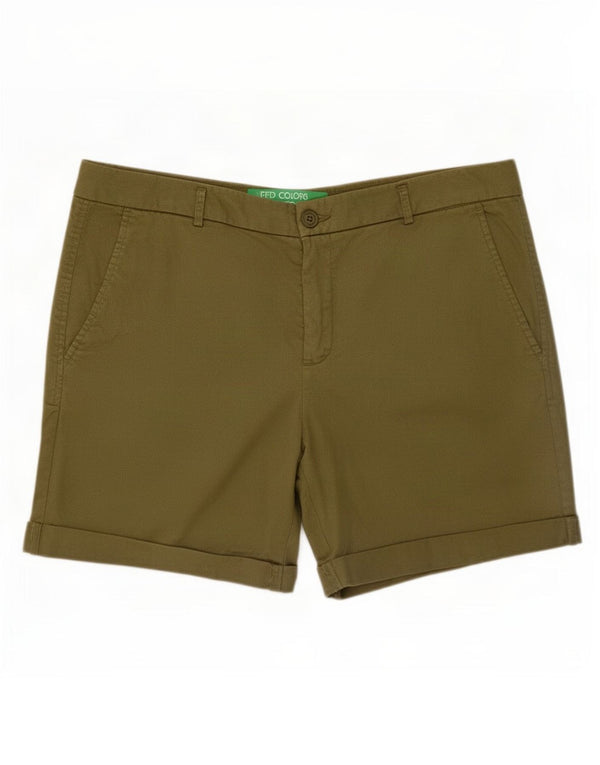 Benetton Chino Shorts til kvinder UK 14 Large W34 Khaki Bomuld