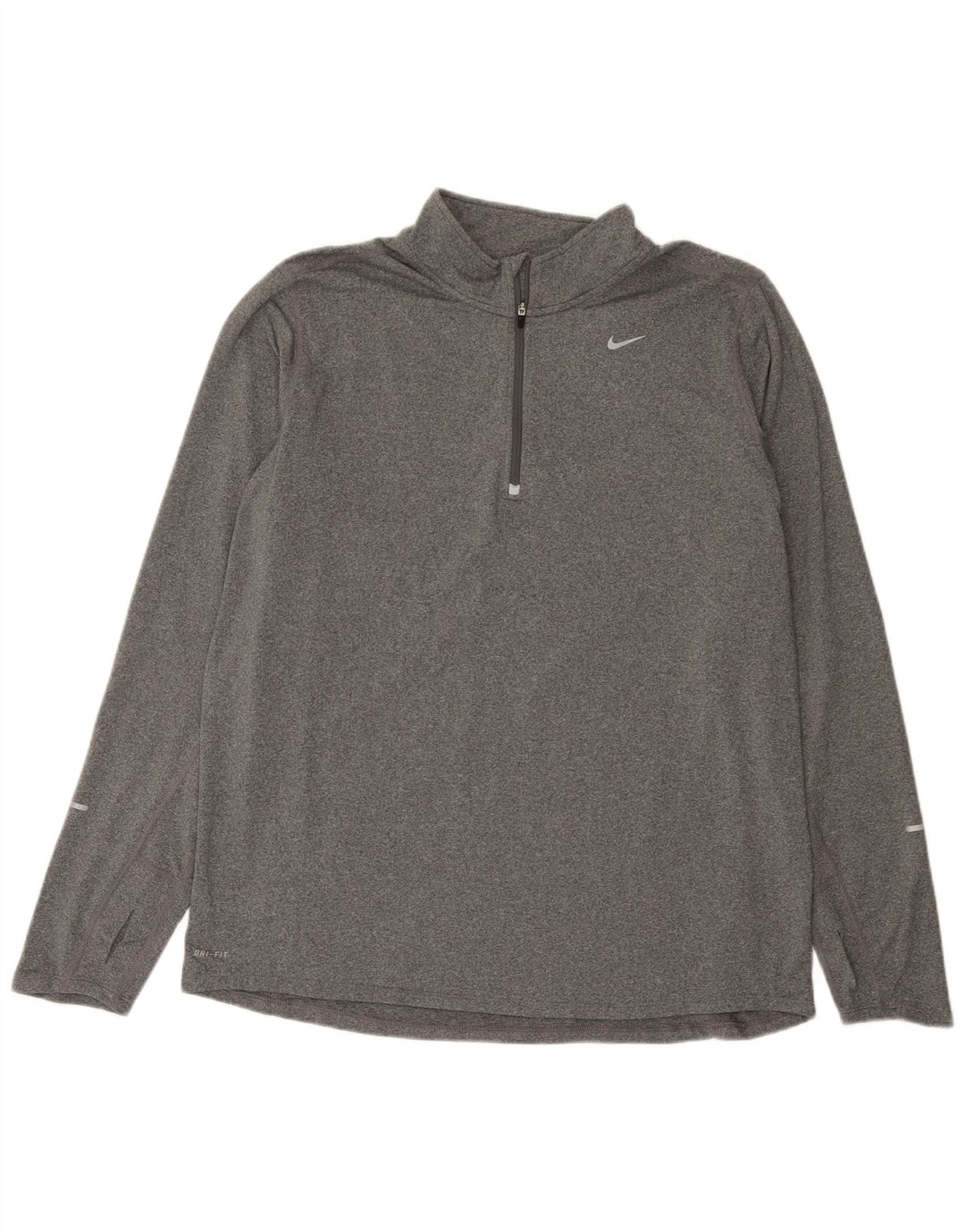 Nike Herre Dri Fit Top Langærmet med lynlåshals XL Grå Flecked Polyester