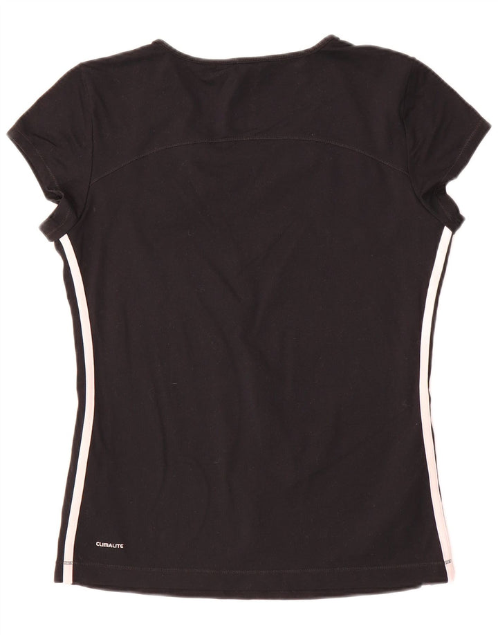 Adidas Dame Climalite T-Shirt Top UK 16 Stor Sort Polyamid