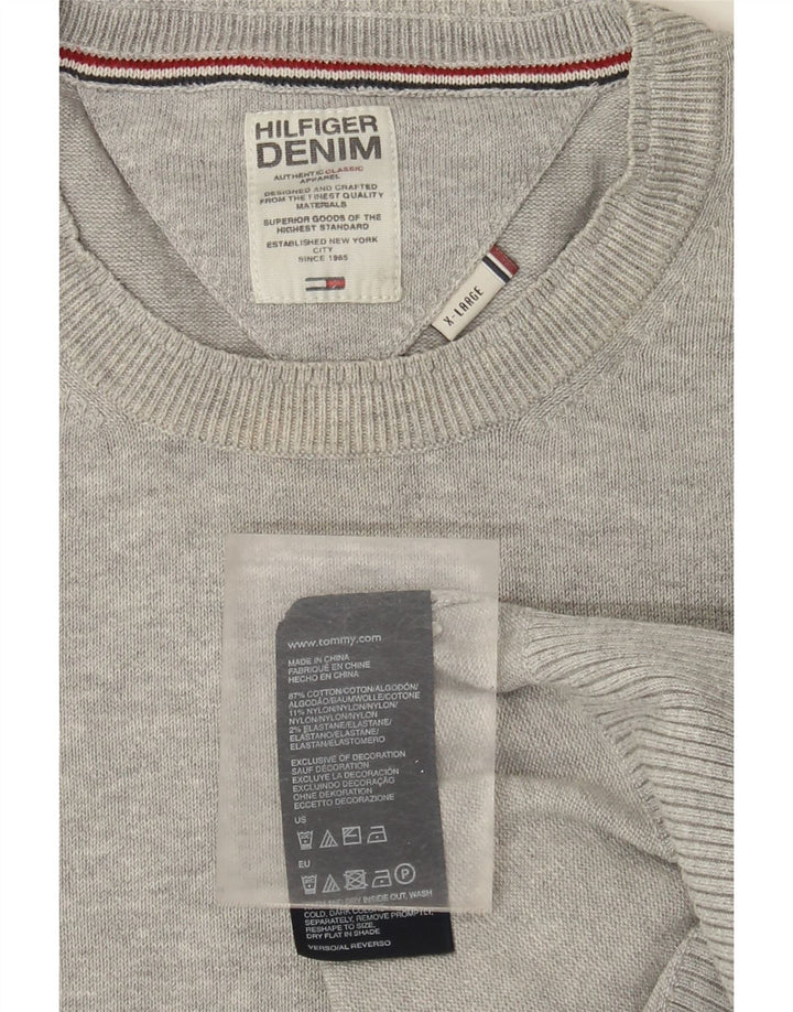 Tommy Hilfiger Herre Jumper Sweater med rund hals XL Grå Bomuld