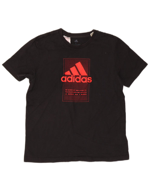 Adidas drenge grafisk t-shirt top 13-14 år stor sort bomuld