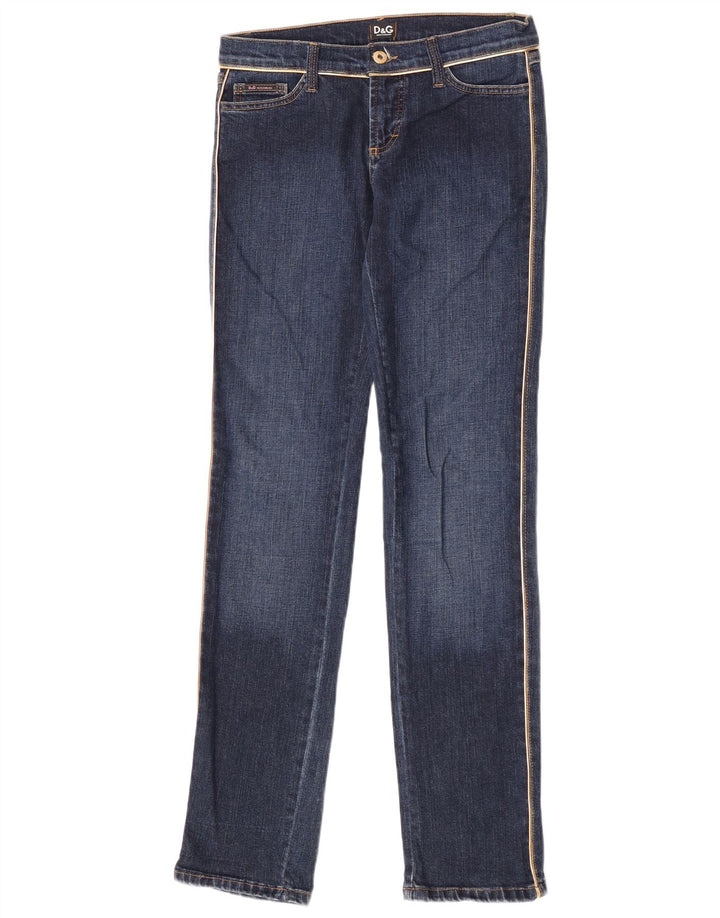 Dolce & Gabbana Dame Grafiske Slim Jeans IT 42 Medium W28 L34 Navy Blue