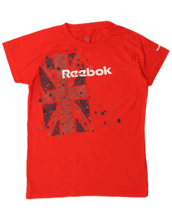 Reebok Dame Grafisk T-Shirt Top UK 18 XL Rød Bomuld