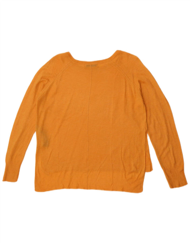 Zara Dame Boat Neck Jumper Sweater UK 12 Medium Orange Viscose