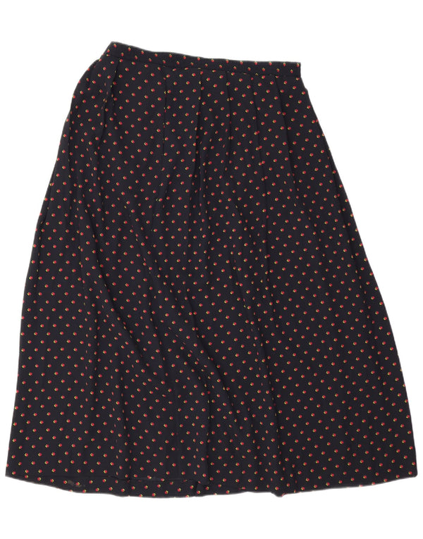 Vintage kvinders høj talje A-linje nederdel US 6 Medium W32 Navy Blue Floral