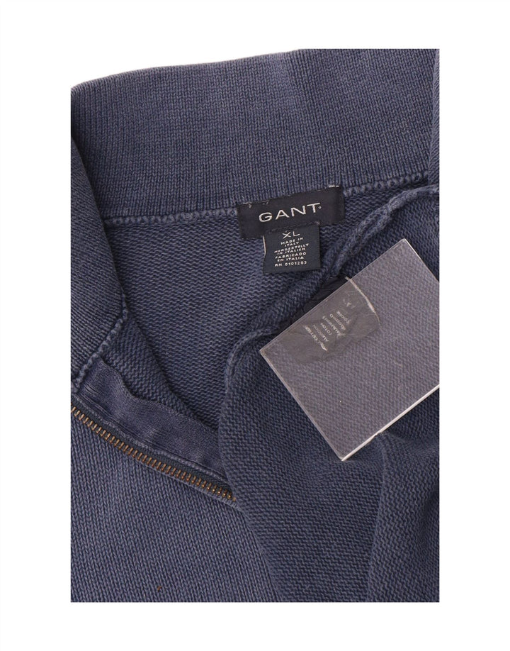 Gant Herre Zip Neck Jumper Sweater XL Navy Blue Bomuld