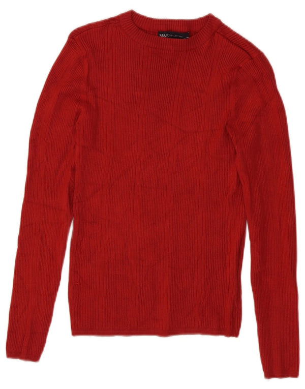 Marks & Spencer Dame Boat Neck Jumper Sweater UK 8 Small Burgundy Viscose