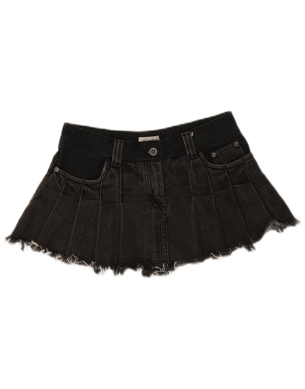 Topshop Dame Lavtalje Mini Denim Nederdel UK 8 Small W28 Sort Bomuld
