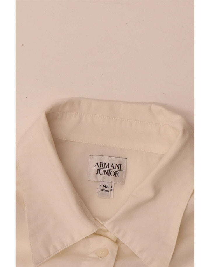 Armani Junior Pigeskjorte 13-14 År Hvid Bomuld