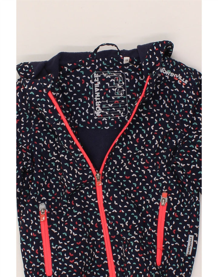 NORTHVILLE Girls Abstract Pattern Windbreaker Jacket 5-6 Years Navy Blue Vintage Northville and Second-Hand Northville from Messina Hembry 