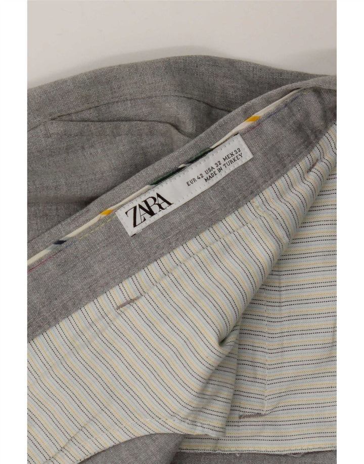 Zara Herre Slim Suit Bukser EU 42 Large W32 L28 Grå