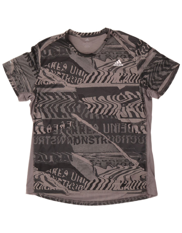 Adidas Herre Aeroready Grafisk T-Shirt Top XL Grå Geometrisk Polyester