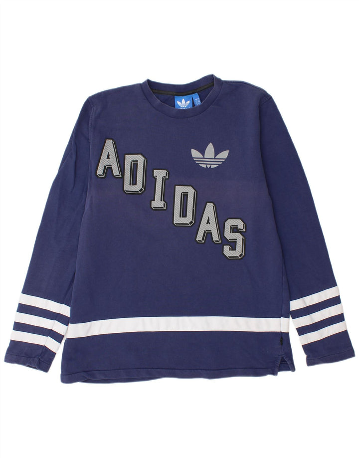 ADIDAS grafisk sweatshirt til mænd, stor marineblå colourblock bomuld