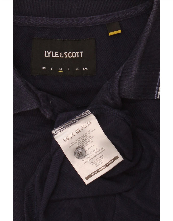 Lyle & Scott Langærmet herre poloshirt Medium marineblå bomuld