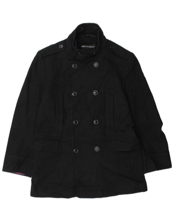 Marks & Spencer Herre Autograph Pea Coat UK 36 Small Black Wool