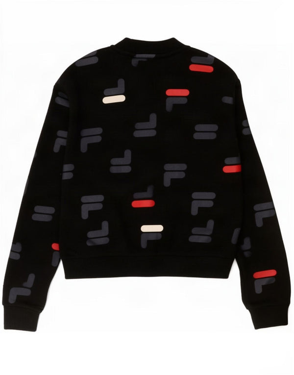 Fila Womens Crop Graphic Oversized Sweatshirt Jumper UK 10 Small Black