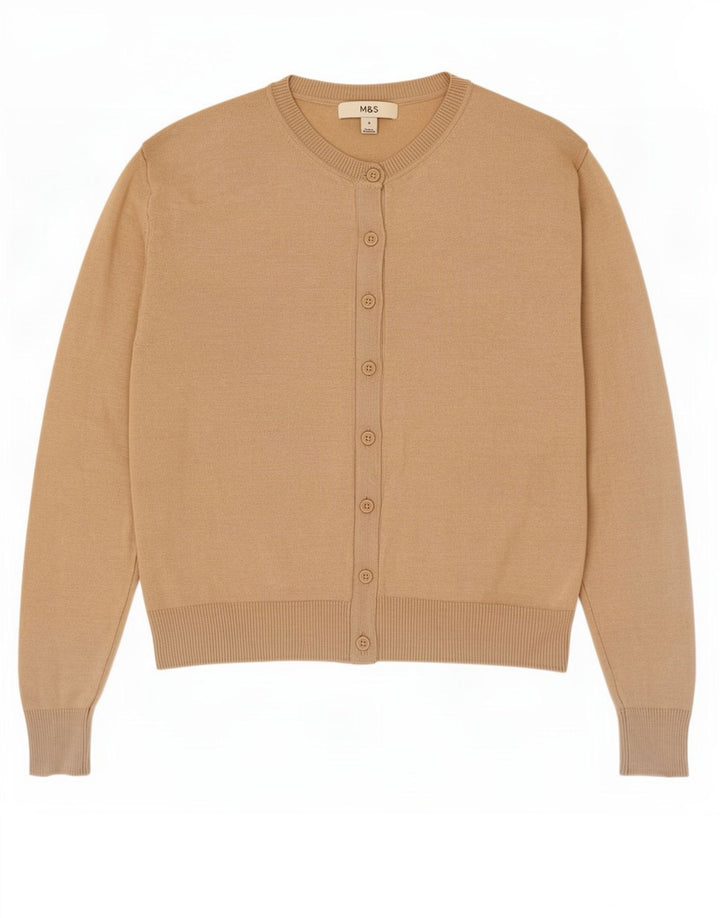 Marks & Spencer Dame Cardigan Sweater UK 8 Small Beige Viscose